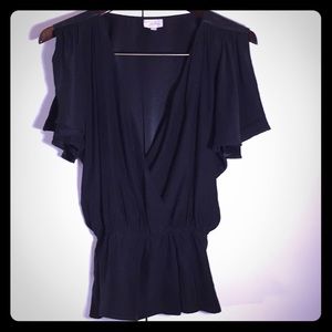 Black silk leather Parker blouse